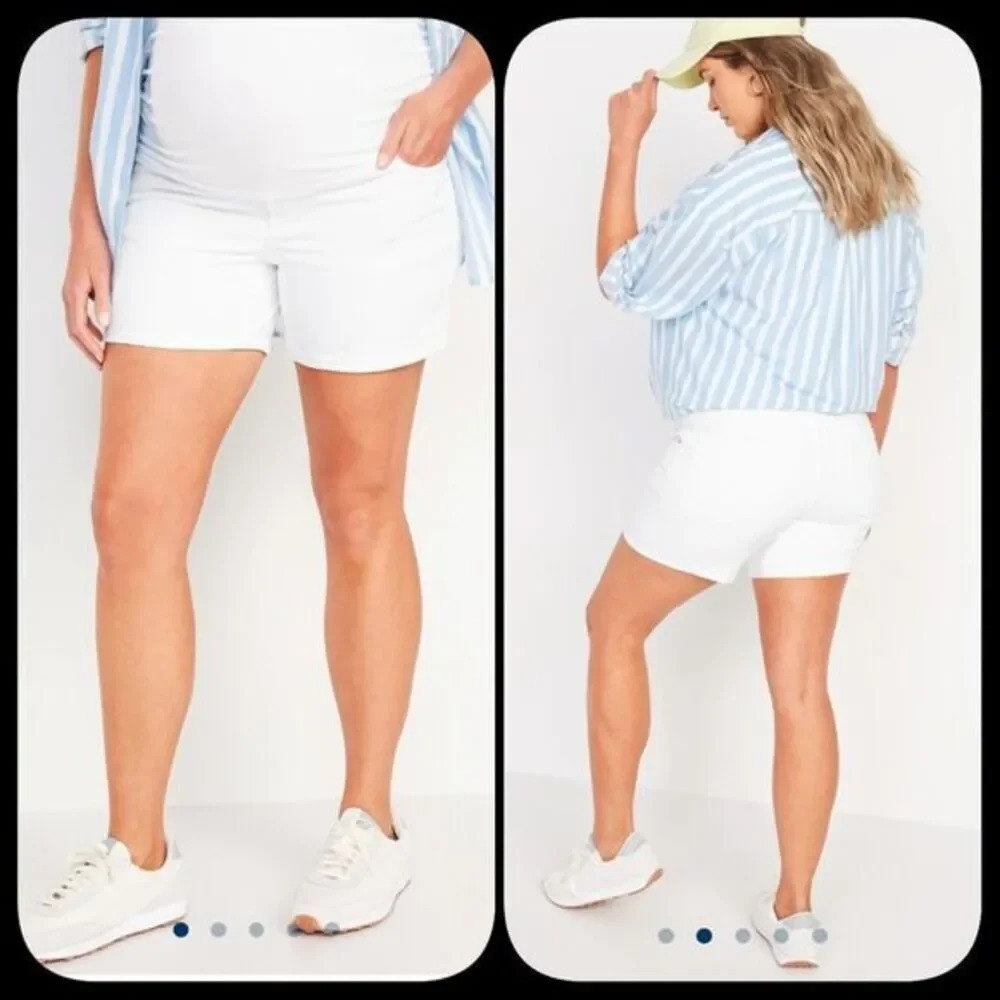 Old Navy Maternity Full Panel O.G. Straight White Jean Shorts -- 5-inch inseam